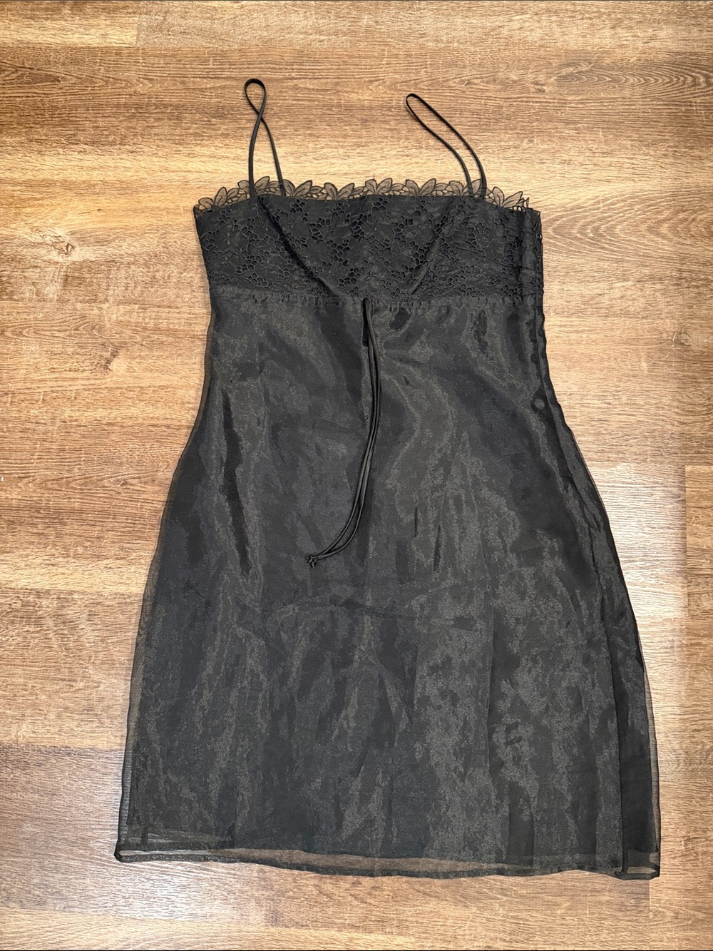 Vintage 1995 NWT Laundry Black Lace-Trim Slip Dress